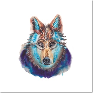 Wolf Watercolor Hand Drawn Posters and Art